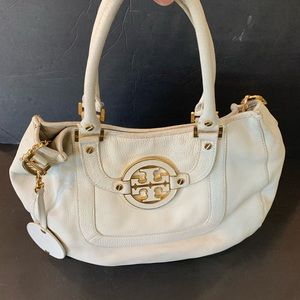 Tory Burch - Cream Pebbled Leather Satchel in good condition